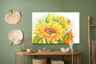 Ljuddämpande tavla - Watercolor sunflower flowers