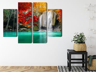 Ljuddämpande tavla - Cascade in the autumn forest