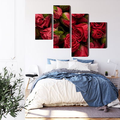 Ljuddämpande tavla - Roses with water drops