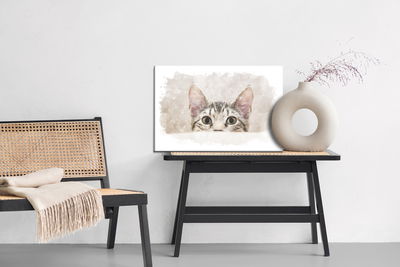 Ljuddämpande tavla - Curious kitten painted