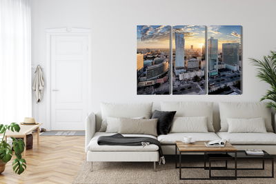 Ljuddämpande tavla - Warsaw skyscrapers at sunset