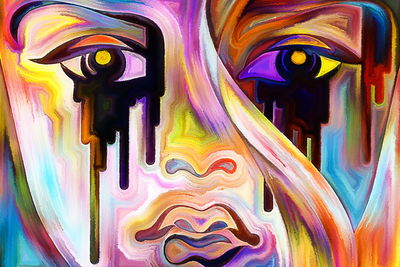 Ljuddämpande tavla - Abstract face close up