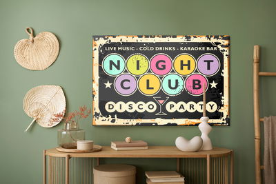 Ljuddämpande tavla - Retro disco club inscriptions