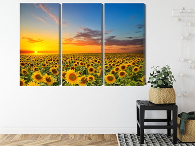Ljuddämpande tavla - Sunset over a 3d sunflower