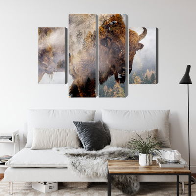 Ljuddämpande tavla - A bison on the background