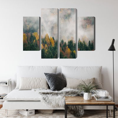 Ljuddämpande tavla - Autumn forest in fog 3d