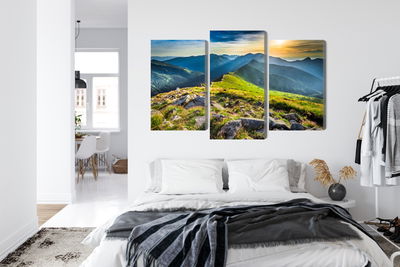 Ljuddämpande tavla - Sunset in the mountains 3d