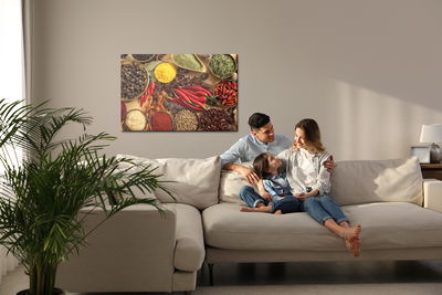 Ljuddämpande tavla - Bowls with spices and herbs