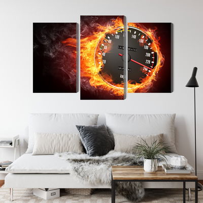 Ljuddämpande tavla - Speedometer in flames