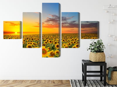 Ljuddämpande tavla - Sunset over a 3d sunflower