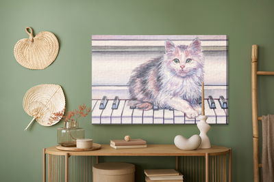 Ljuddämpande tavla - Cat on the piano