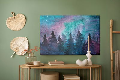 Ljuddämpande tavla - Watercolor night forest