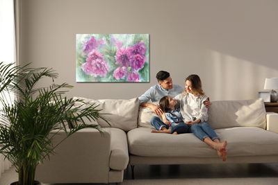 Ljuddämpande tavla - Peonies in watercolor