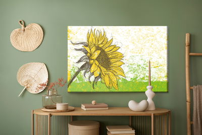 Ljuddämpande tavla - Drawn sunflower in retro
