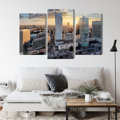 Ljuddämpande tavla - Warsaw skyscrapers at sunset