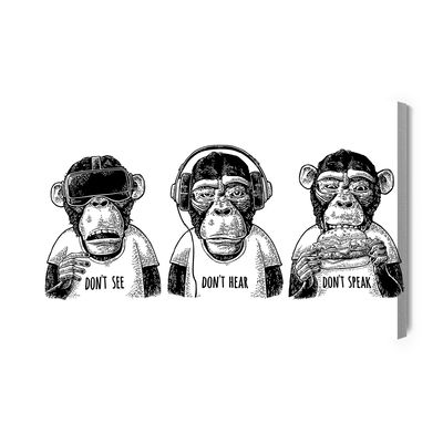 Ljuddämpande tavla - Three monkeys in vintage