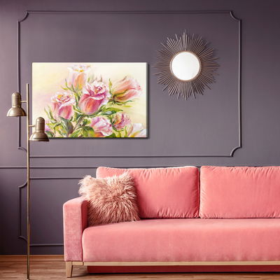 Ljuddämpande tavla - Colorful flowers as painted