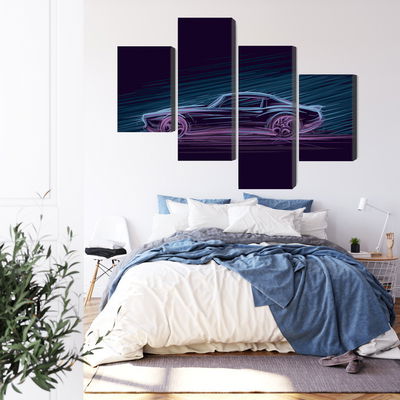 Ljuddämpande tavla - Neon muscle car