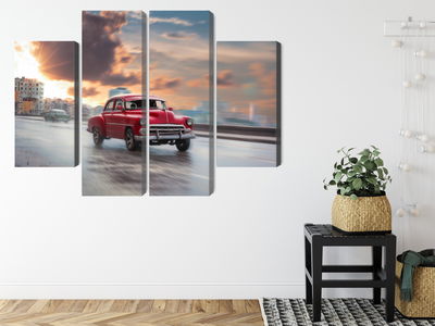 Ljuddämpande tavla - Historic car on the road