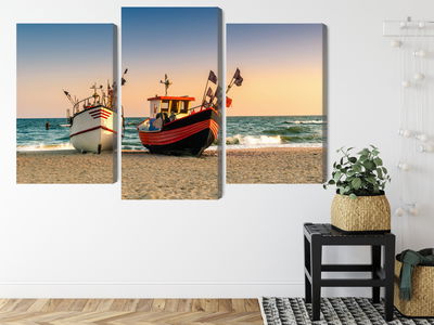 Ljuddämpande tavla - Fishing boats on the beach