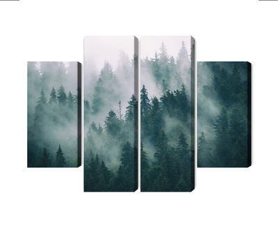 Ljuddämpande tavla - Fog in the green forest