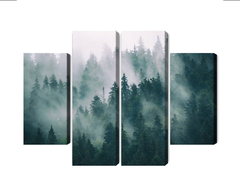 Ljuddämpande tavla - Fog in the green forest