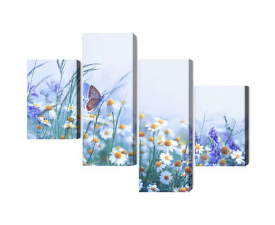Ljuddämpande tavla - Butterfly and wildflowers