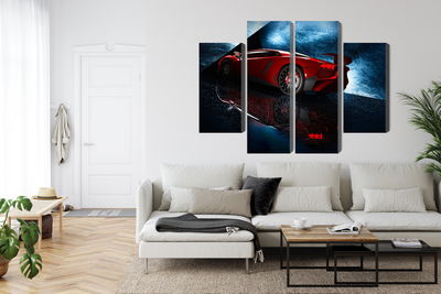 Ljuddämpande tavla - Sports car on an abstract