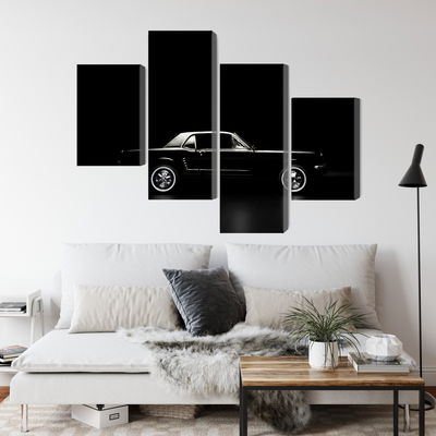 Ljuddämpande tavla - Black retro car on a dark
