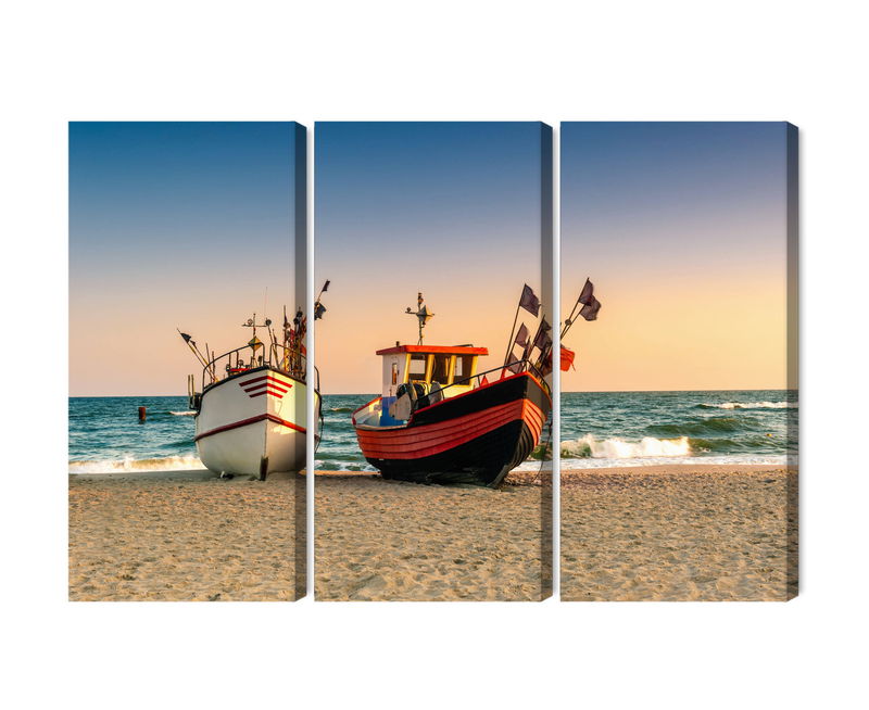 Ljuddämpande tavla - Fishing boats on the beach