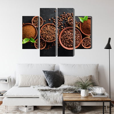 Ljuddämpande tavla - Ground coffee and beans