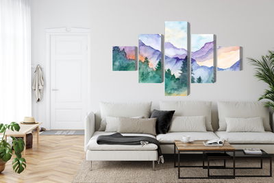 Ljuddämpande tavla - Painted mountain landscape