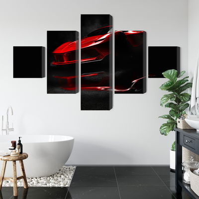 Ljuddämpande tavla - Red sports car 3d