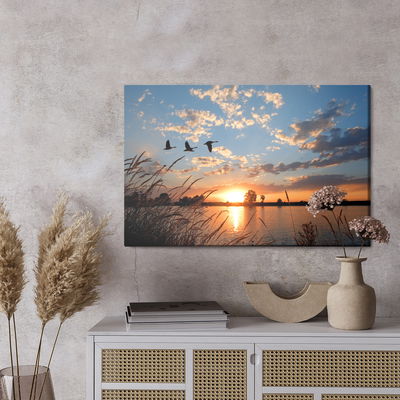 Ljuddämpande tavla - Birds at sunset