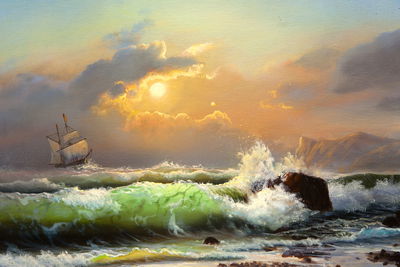 Ljuddämpande tavla - Ship in a stormy sea