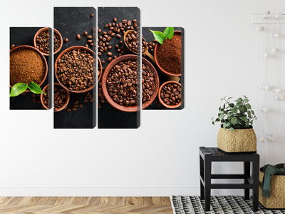 Ljuddämpande tavla - Ground coffee and beans