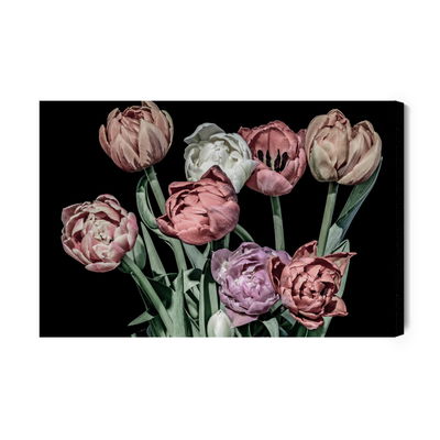Ljuddämpande tavla - Pastel tulips on a black