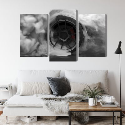 Ljuddämpande tavla - Car wheel in a cloud of 3d