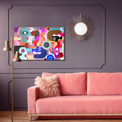 Ljuddämpande tavla - Abstract colorful faces