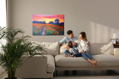 Ljuddämpande tavla - A field of poppies as painted