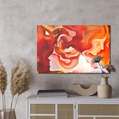 Ljuddämpande tavla - Red abstraction with face