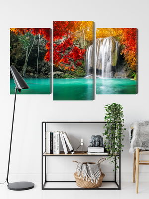 Ljuddämpande tavla - Cascade in the autumn forest