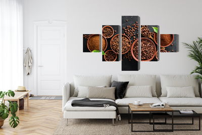 Ljuddämpande tavla - Ground coffee and beans