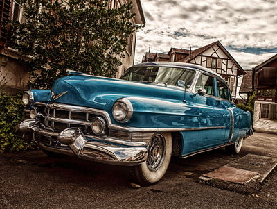 Ljuddämpande tavla - A blue cadillac eldorado