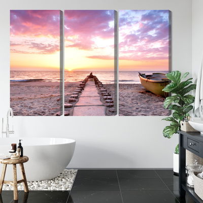 Ljuddämpande tavla - Boat on the beach 3d