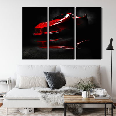 Ljuddämpande tavla - Red sports car 3d