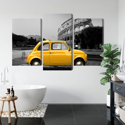 Ljuddämpande tavla - Yellow retro car