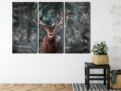 Ljuddämpande tavla - Deer in the forest 3d