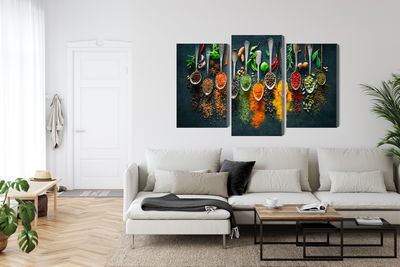 Ljuddämpande tavla - Herbs and spices on spoons