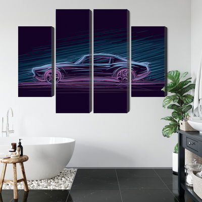 Ljuddämpande tavla - Neon muscle car